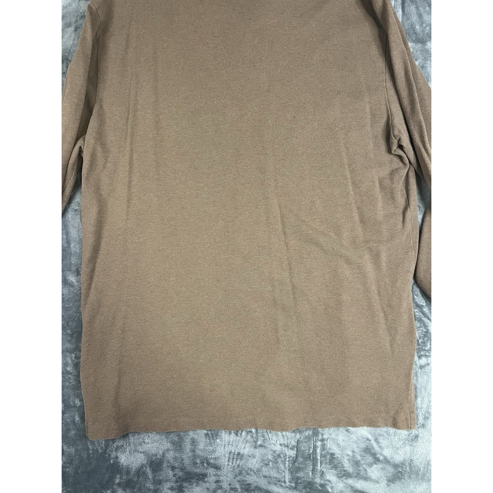 Polo Ralph Lauren Men's XL Brown Solid Long Sleeve Polo Collared Cotton Logo - Picture 14 of 15